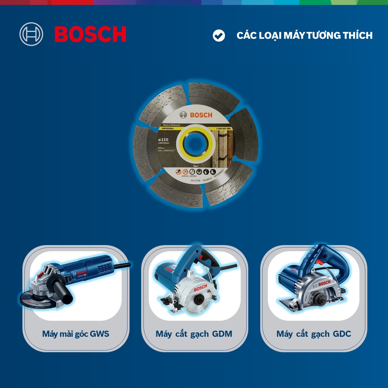 Đĩa cắt kim cương Bosch 110x20/16mm đa năng