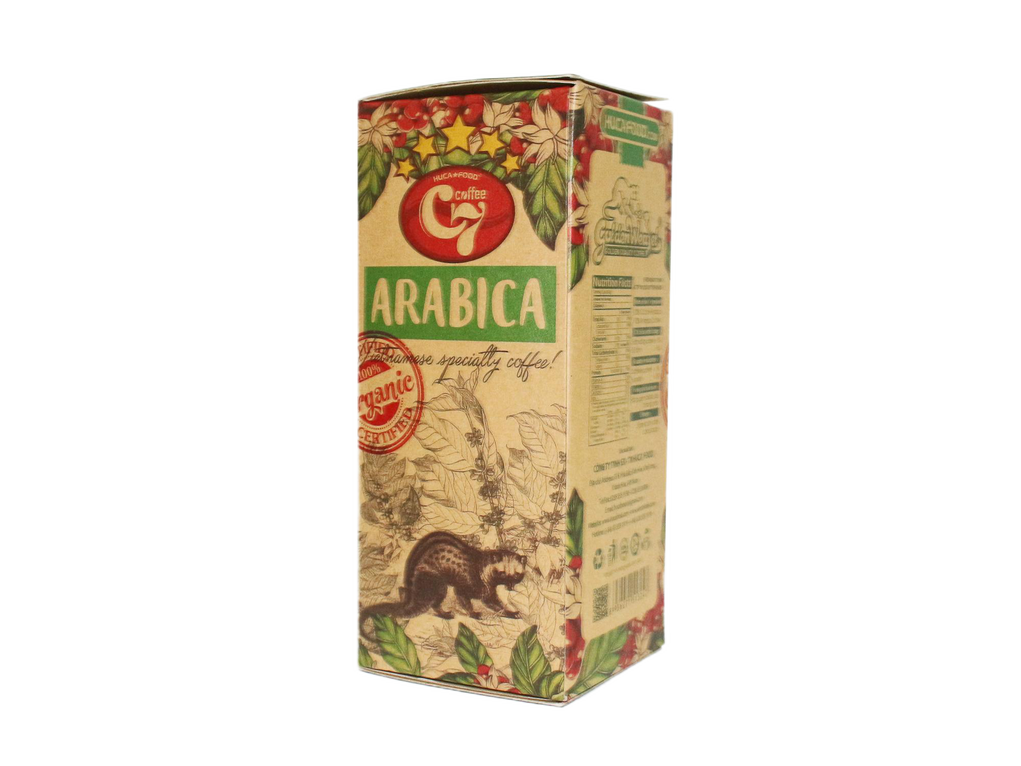 Cà Phê Bột Nguyên Chất 100% Arabica Con Chồn Vàng Hộp 350Gr - Huca Food