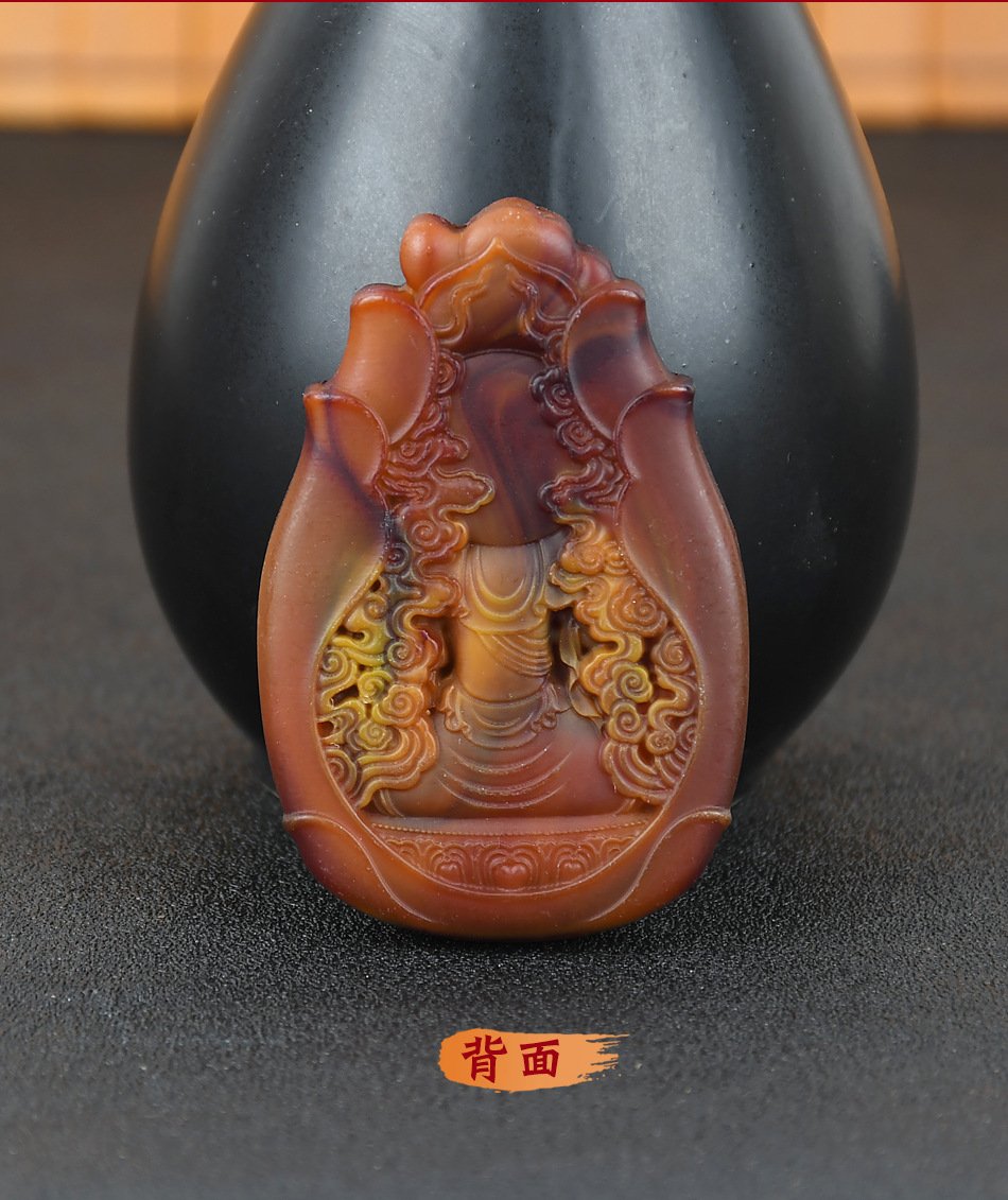 Dây chuyền Phật Như Lai Đại Nhật hương thơm bằng Long Diên Hương tổng hợp (Có dây đeo)