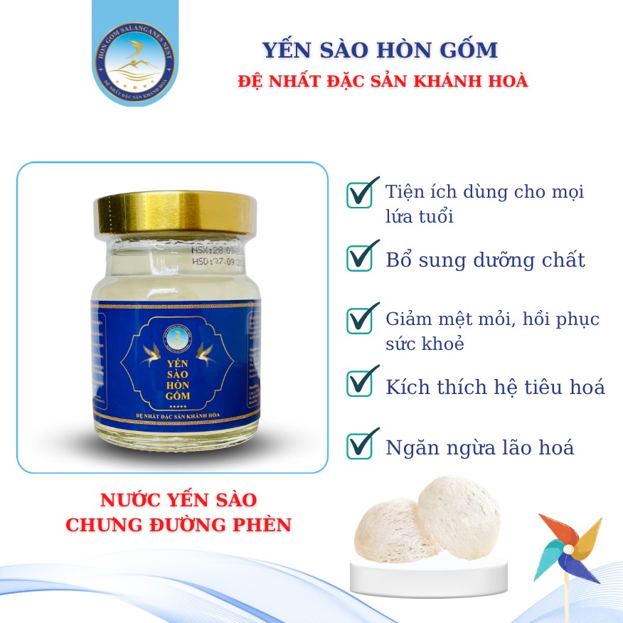 [HỘP 1 LỌ 70ML] Nước Yến Sào Chưng Đường Phèn - Yến Sào Hòn Gốm Chính Hiệu Khánh Hoà - H G SALANGANEST NEST