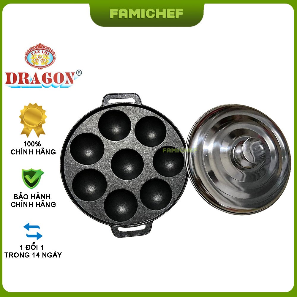 Khuôn bánh khọt chống dính 8 lỗ nắp Inox Dragon D021