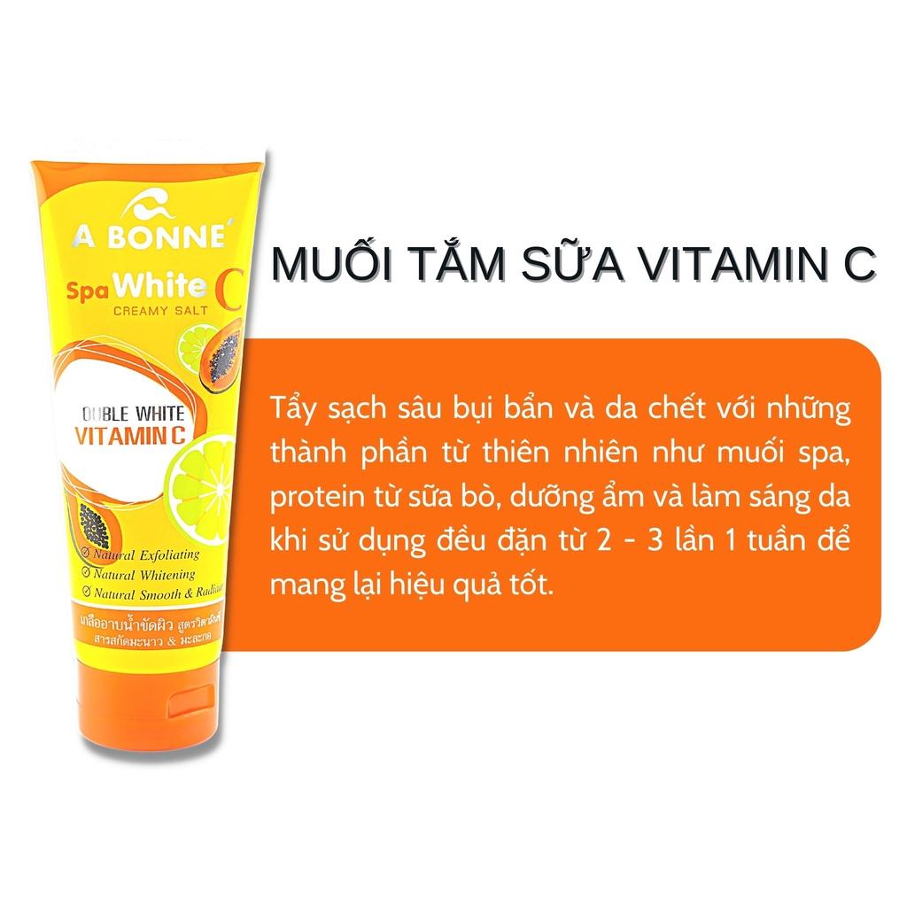 Muối Tắm A Bonne Tẩy Tế Bào Chết Vitamin C Spa White Creamy Salt Tuýp 350gr