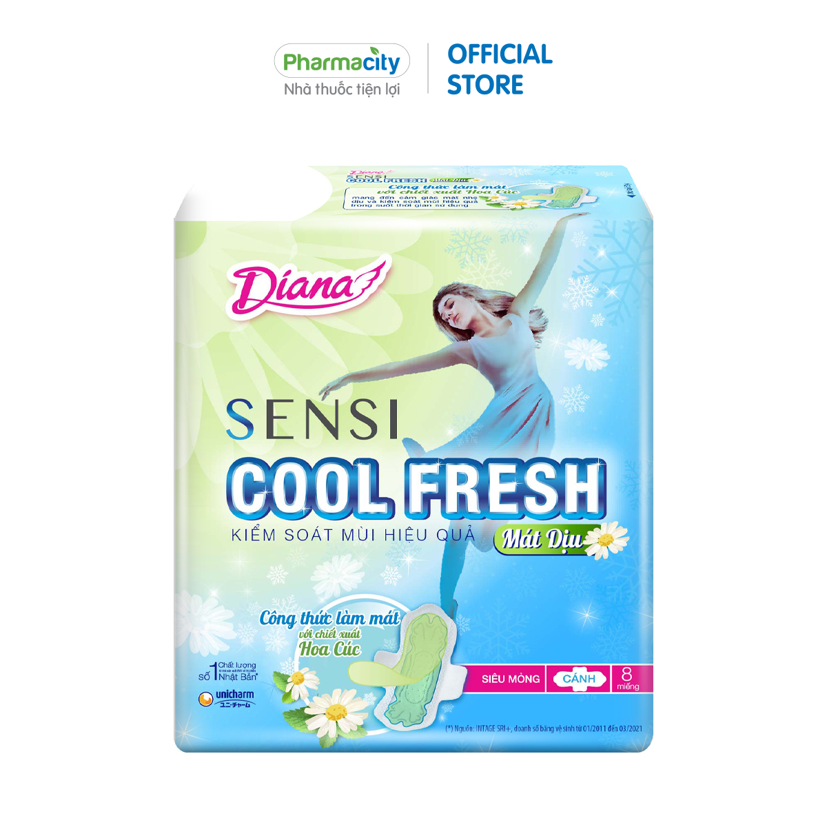 Băng vệ sinh mát dịu siêu mỏng có cánh Diana SenSi Cool Fresh