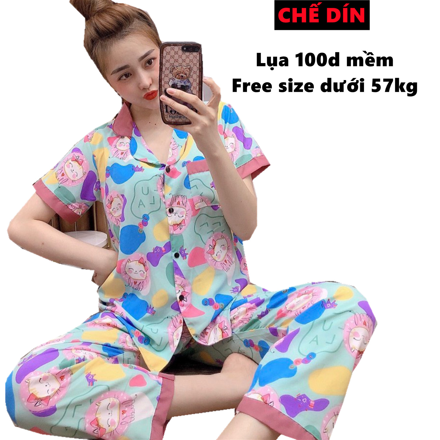 Đồ bộ nữ pijama mặc nhà tiểu thư big size dưới 57kg tay ngắn quần dài vải lụa hàn mềm mịn nhiều màu dễ thương