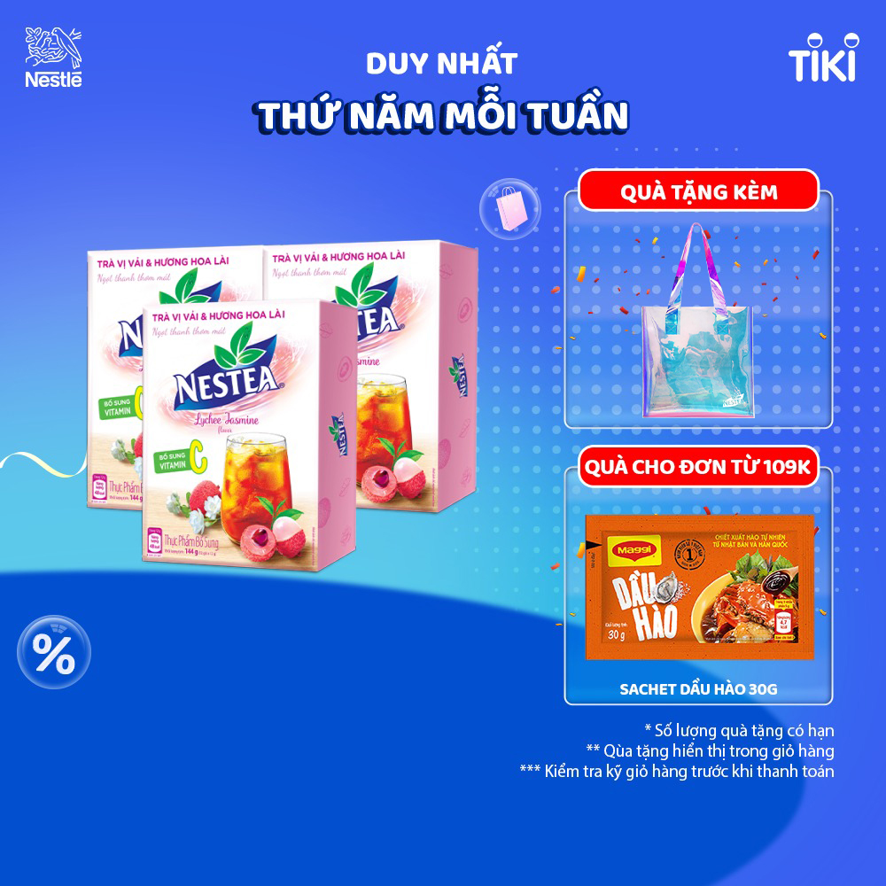 Combo 3 Hộp Trà NESTEA vị Vải &amp; Hương Hoa Lài (12 gói x 12g)