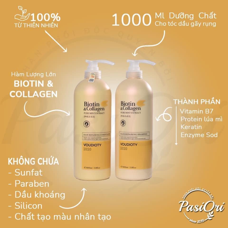 DẦU GỘI XẢ HẤP DƯỠNG BIOTIN &amp; COLLAGEN PASIORI VOUDIOTY PHIÊN BẢN 2020 CHÍNH HÃNG DATE MỚI