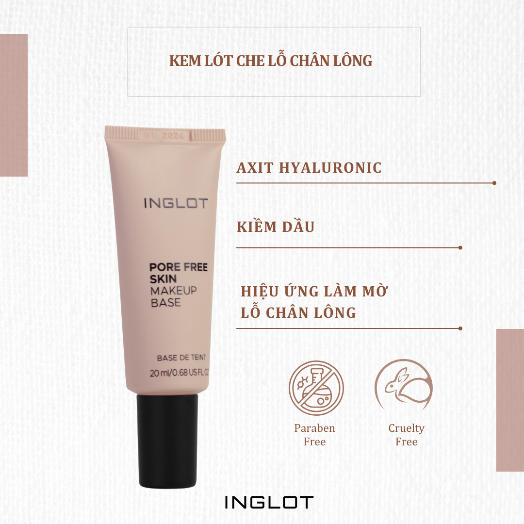 Kem lót che phủ lỗ chân lông, làm mờ khuyết điểm Face Pore Free Skin Makeup Base (20ml) INGLOT