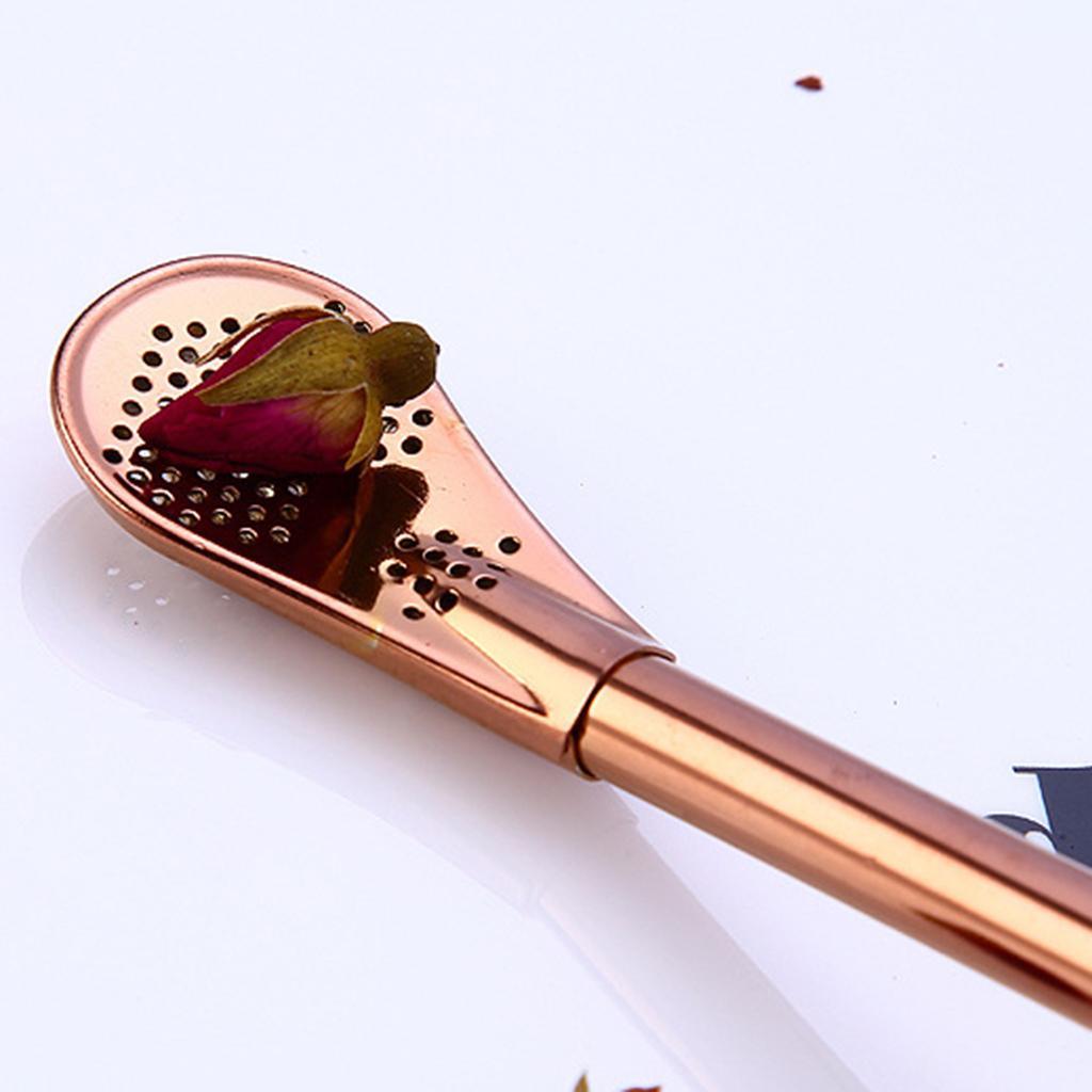 3Pcs Tea Stainless Steel Straw With Filter Stirring Spoon Coffee Sucker 7''