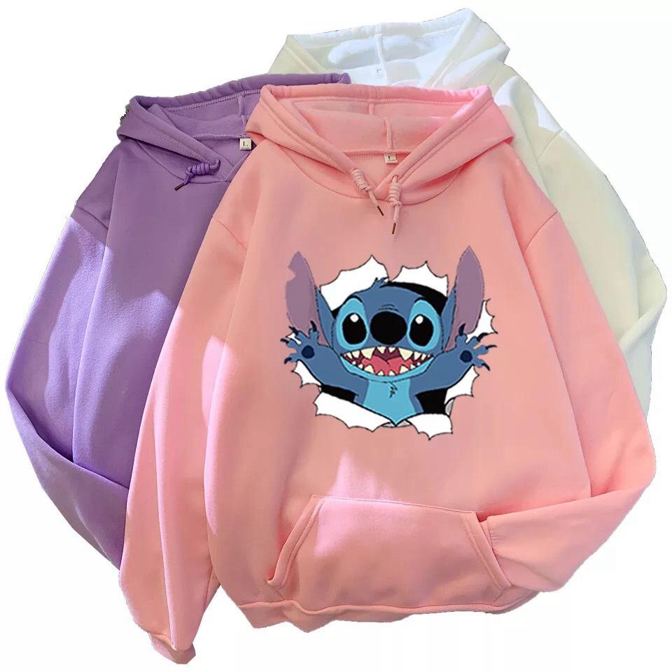 Áo hoodie nam nữ in hình stitch dễ thương,vải nỉ bông nón 2 lớp