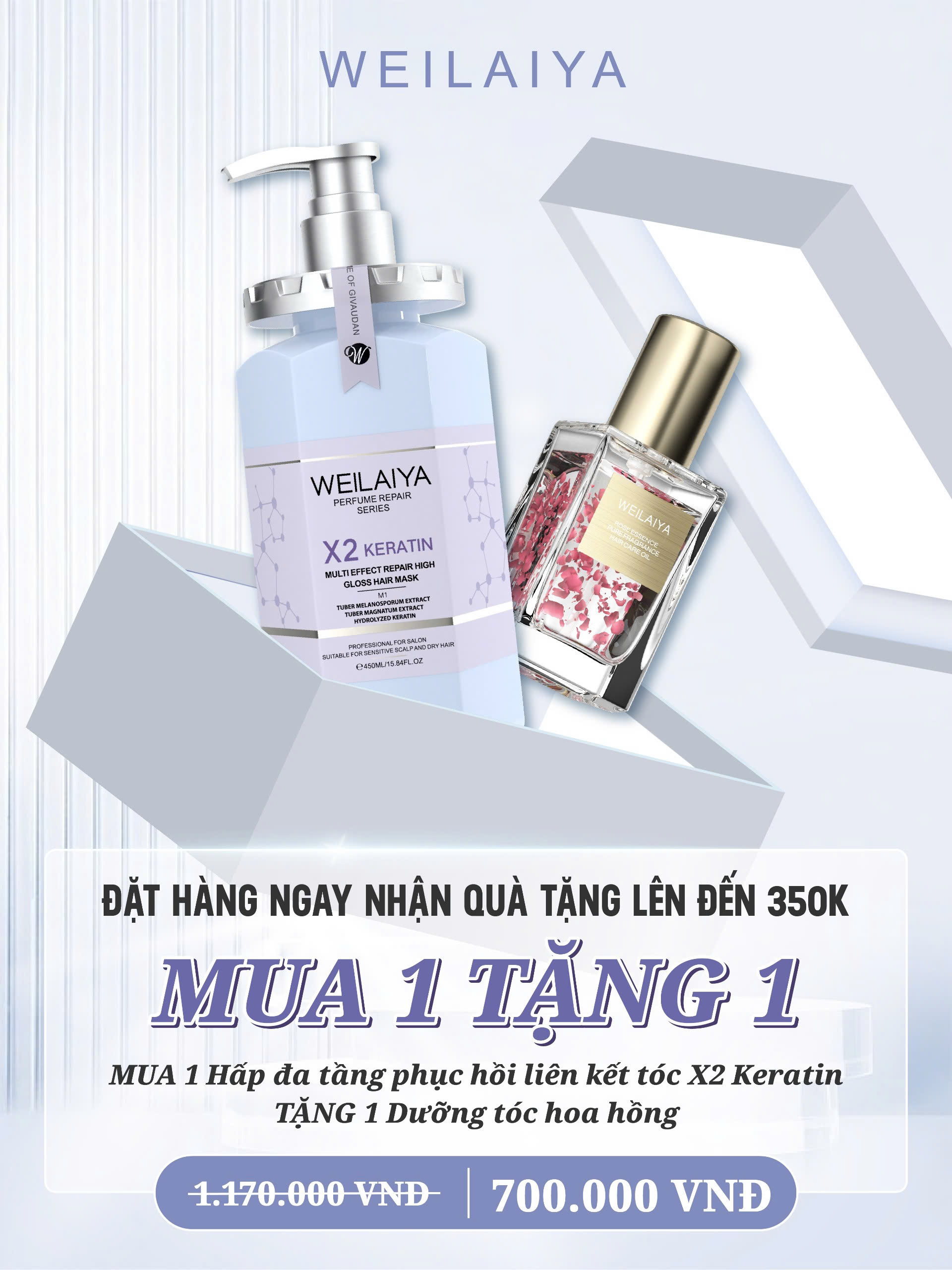 Dầu hấp tóc phục hồi đa tầng Weilaiya chiết xuất nấm Truffle chống lão hóa da đầu, mượt tóc cho tóc khô xơ chai 450ml