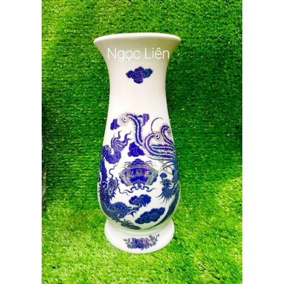Bộ đồ thờ Bát Tràng xanh kim cao cấp bàn thần tài rộng 60cm
