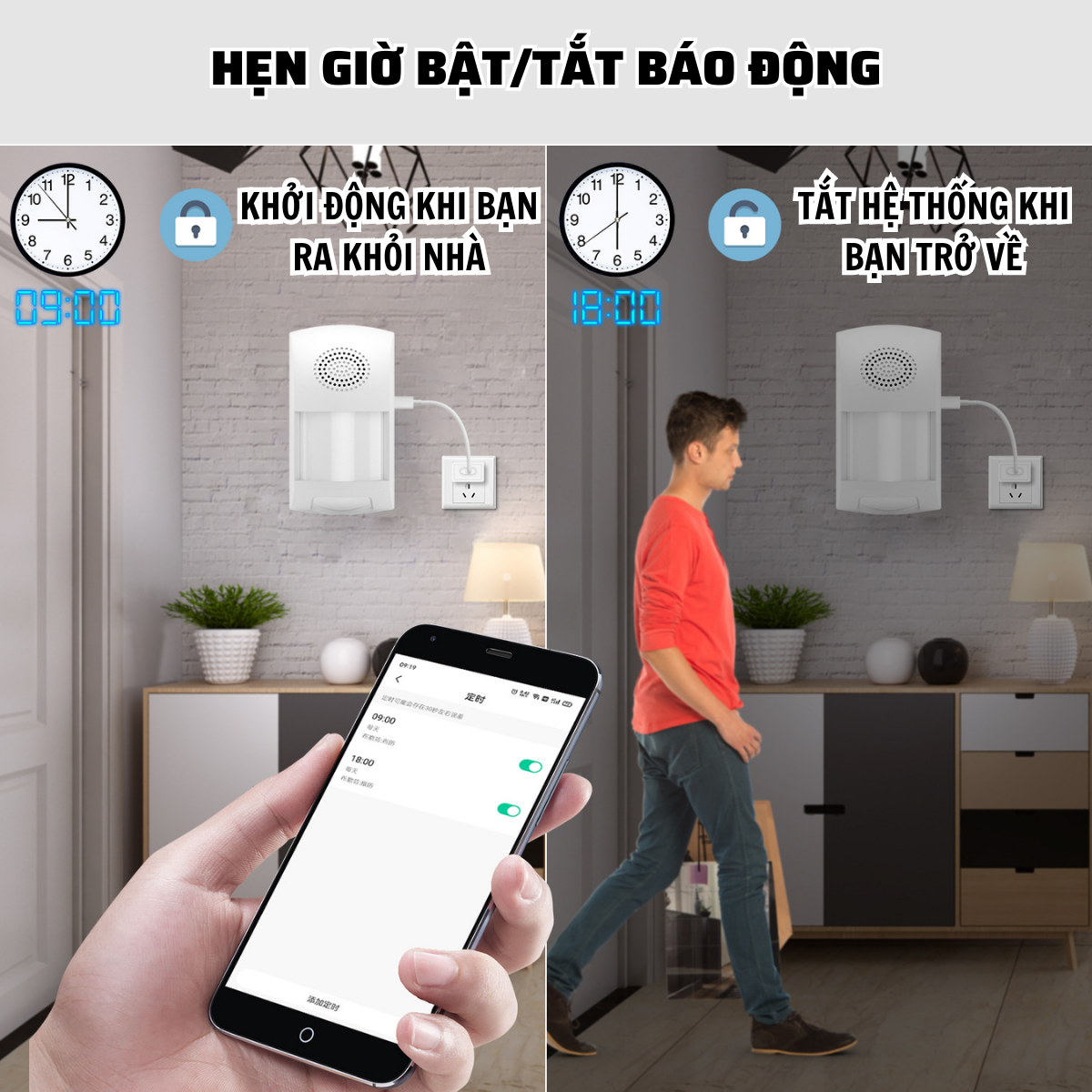 Chuông báo động chống trộm cảm biến hồng ngoại kết nối wifi CTFAST CS62W - Điều khiển từ xa qua app, âm báo 110 dB ,2 vùng cảm biến, 4 chế độ báo động thông minh - Hàng chính hãng