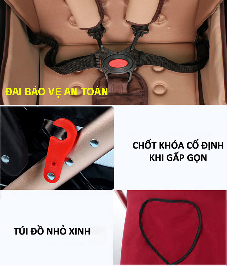 Xe đẩy gấp gọn 2 chiều 3 tư thế A6 gấp gọn, chỉ 5,6 kg xách tay gấp lại dễ dàng mang theo - TẶNG KÈM ĐÀN XYLOPHONE 8 THANH CHO BÉ