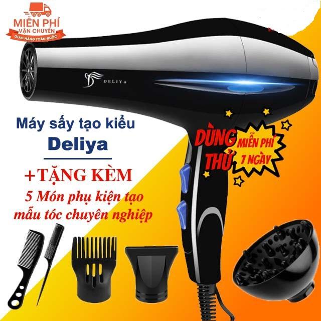 Máy Sấy Tóc DELIYA Nóng lạnh 2 chiều Công Suất Lớn 2200W Tặng Kèm 5 Phụ Kiện Chuyên Nghiệp