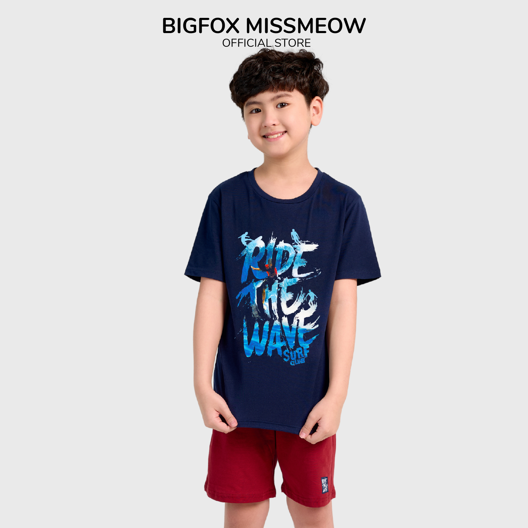 Bộ Quần Áo Bé Trai Cộc Tay Size Đại BigFox - Miss Meow Mùa Hè Chất Liệu Cotton Họa Tiết Lướt Sóng