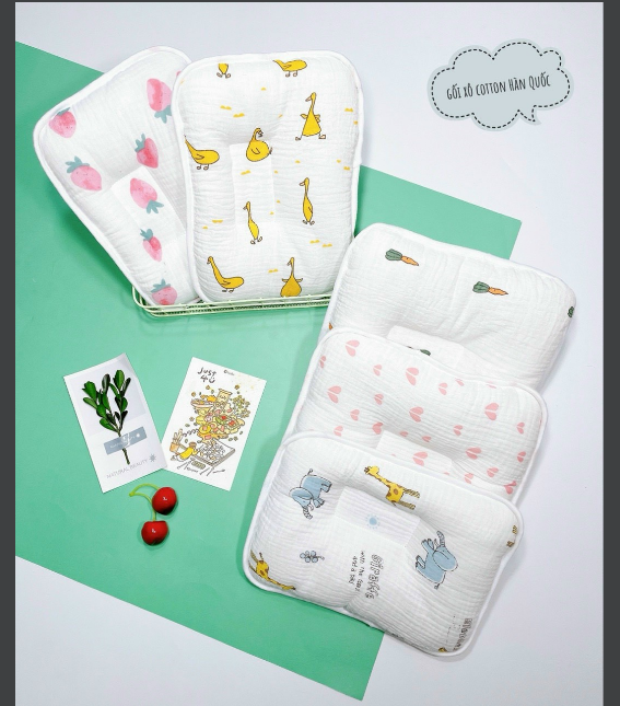 Gối xô nhăn cotton Woori, gối xô xuất Hàn cho bé sơ sinh (Giao hình ngẫu nhiên)