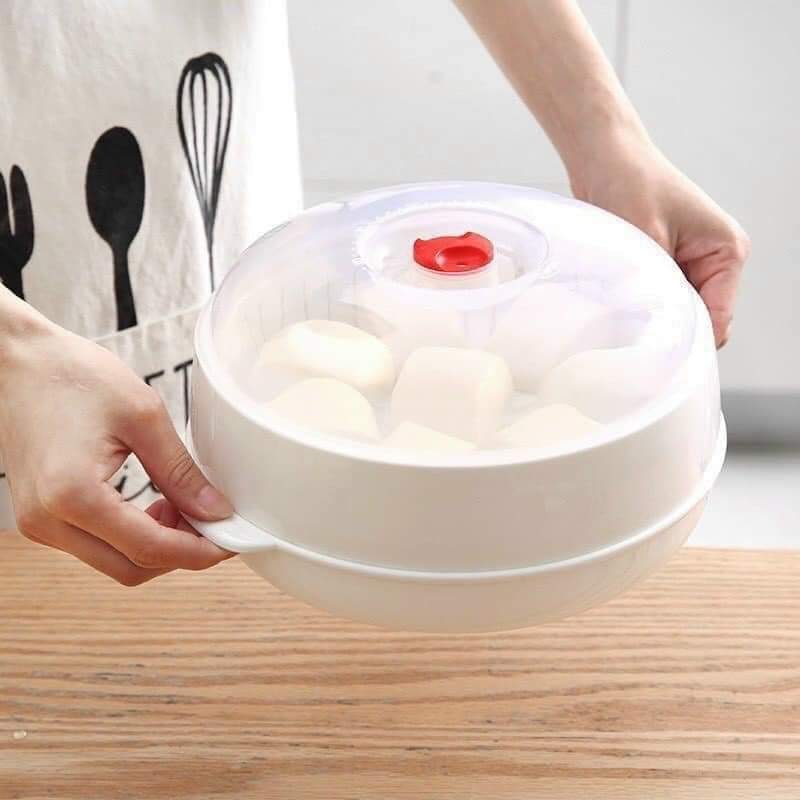 Nồi khay hấp thức ăn dùng cho lò vi sóng, nhựa cao cấp chịu nhiệt