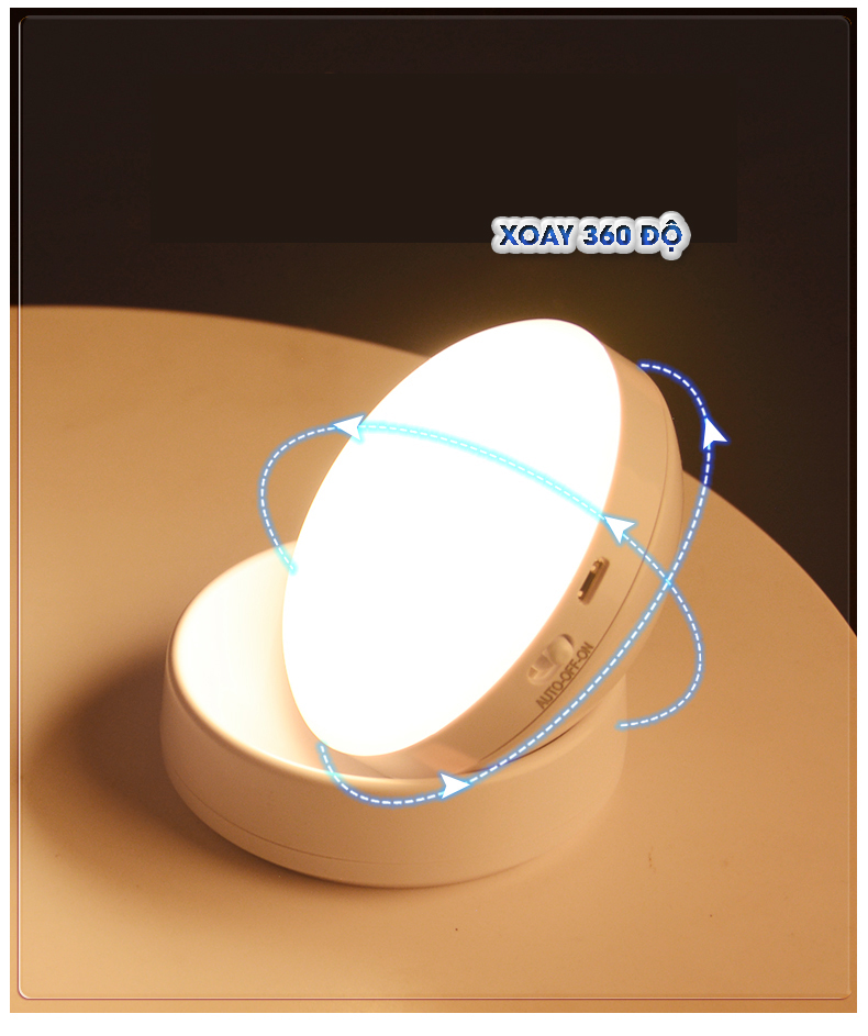 Đèn LED cảm ứng, cảm biến thông minh không dây, Pin sạc, nhận diện người có nam châm gắn tường xoay 360 độ làm đèn học, cho phòng ngủ, nhà vệ sinh, cho tủ quần áo, cầu thang, ban công, hành lang - MH2011
