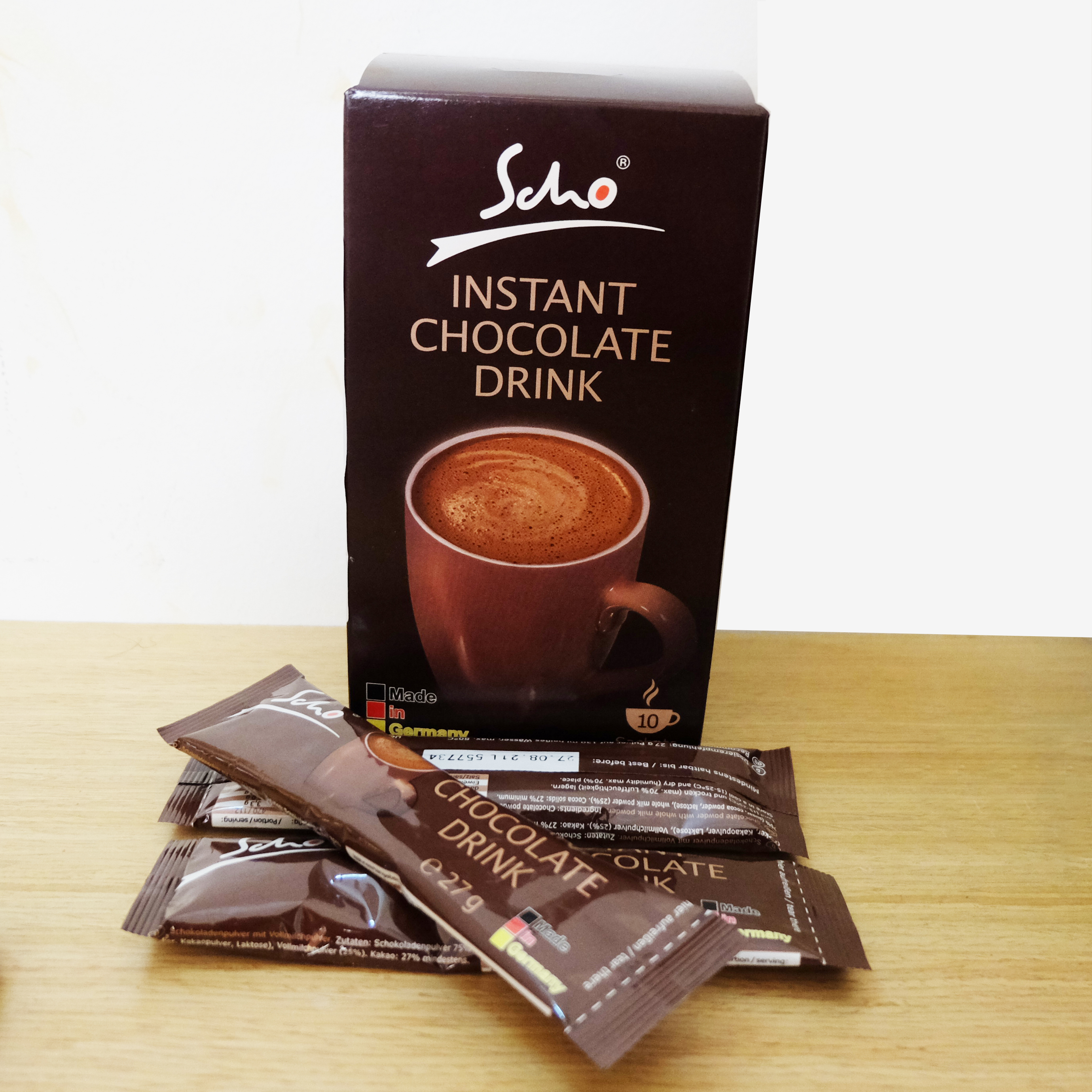 Bột Cacao hoà tan Scho của Đức - Hộp 10 bịch 27gr - Hàng nhập khẩu