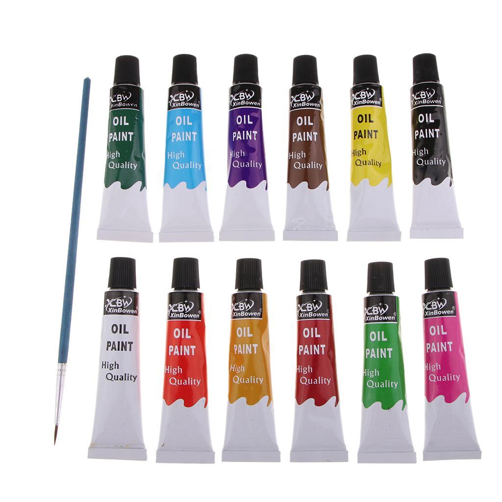 Set of 12 Acrylic Paint Set, Watercolor/ Oil Painting Tubes for Kids and Adults, Art & Craft Sets for Fabric, Wood, Ceramic, Glass, Rock