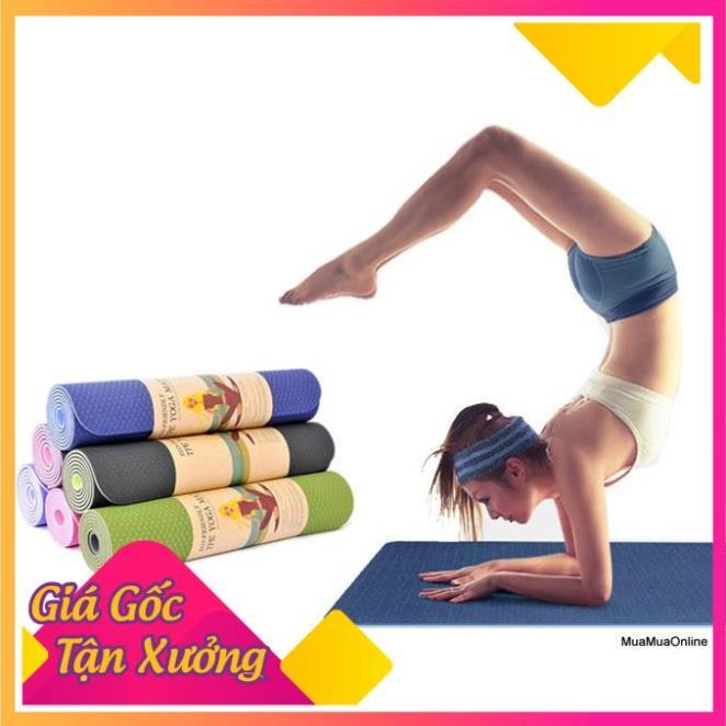 Thảm Tập Yoga TPE 2 Lớp Hoa Văn 61x183cm Dày 6 Ly FREESHIP  TP'S