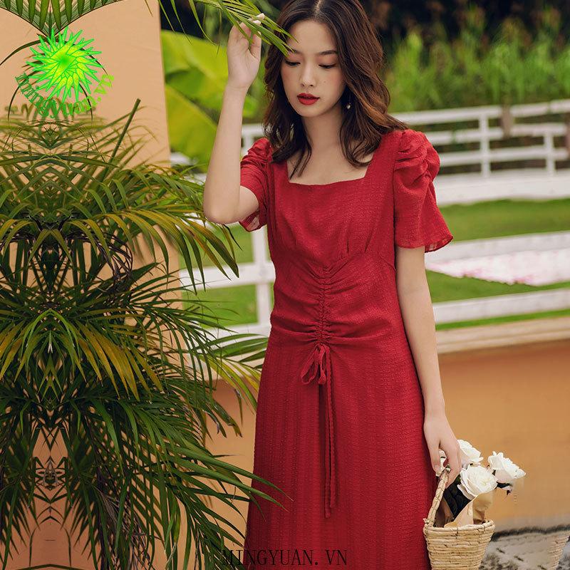 Đầm Voan Cổ Vuông Tay Phồng Thời Trang Mùa Hè Dành Cho Nữ