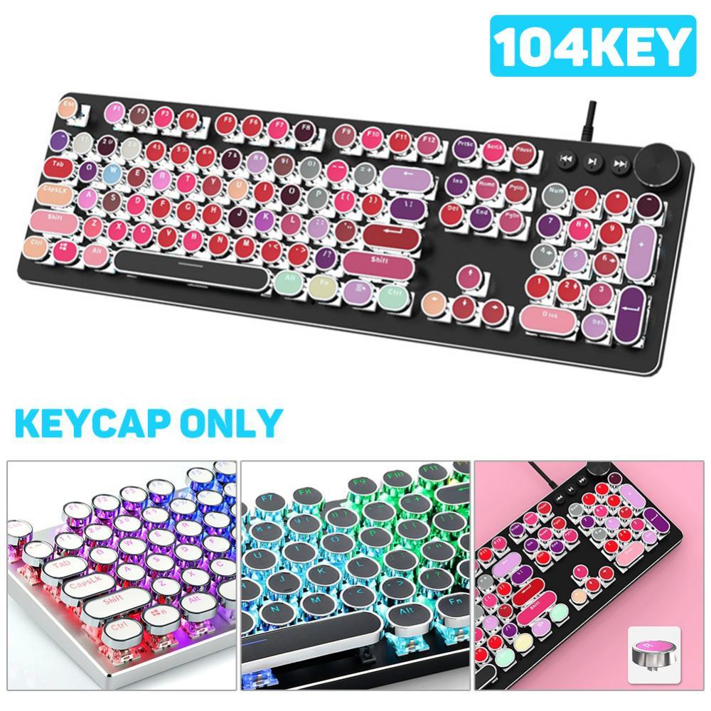 104 Phím Tròn Retro Keycaps Double Shot Tự Làm Máy Đánh Chữ Keycap Cho Đèn Nền Bàn Phím Cơ Tròn Nắp Phím