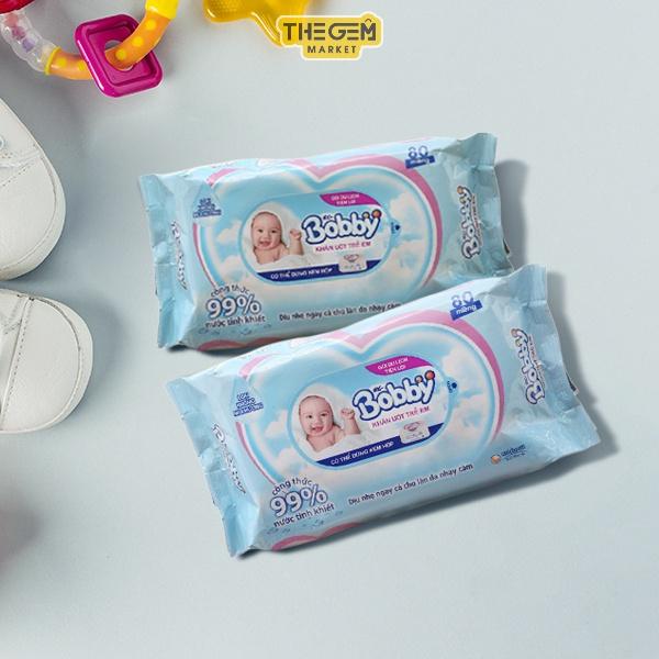 Combo 4 Gói Khăn Uớt Bobby Care Không Hương - gói 100 tờ