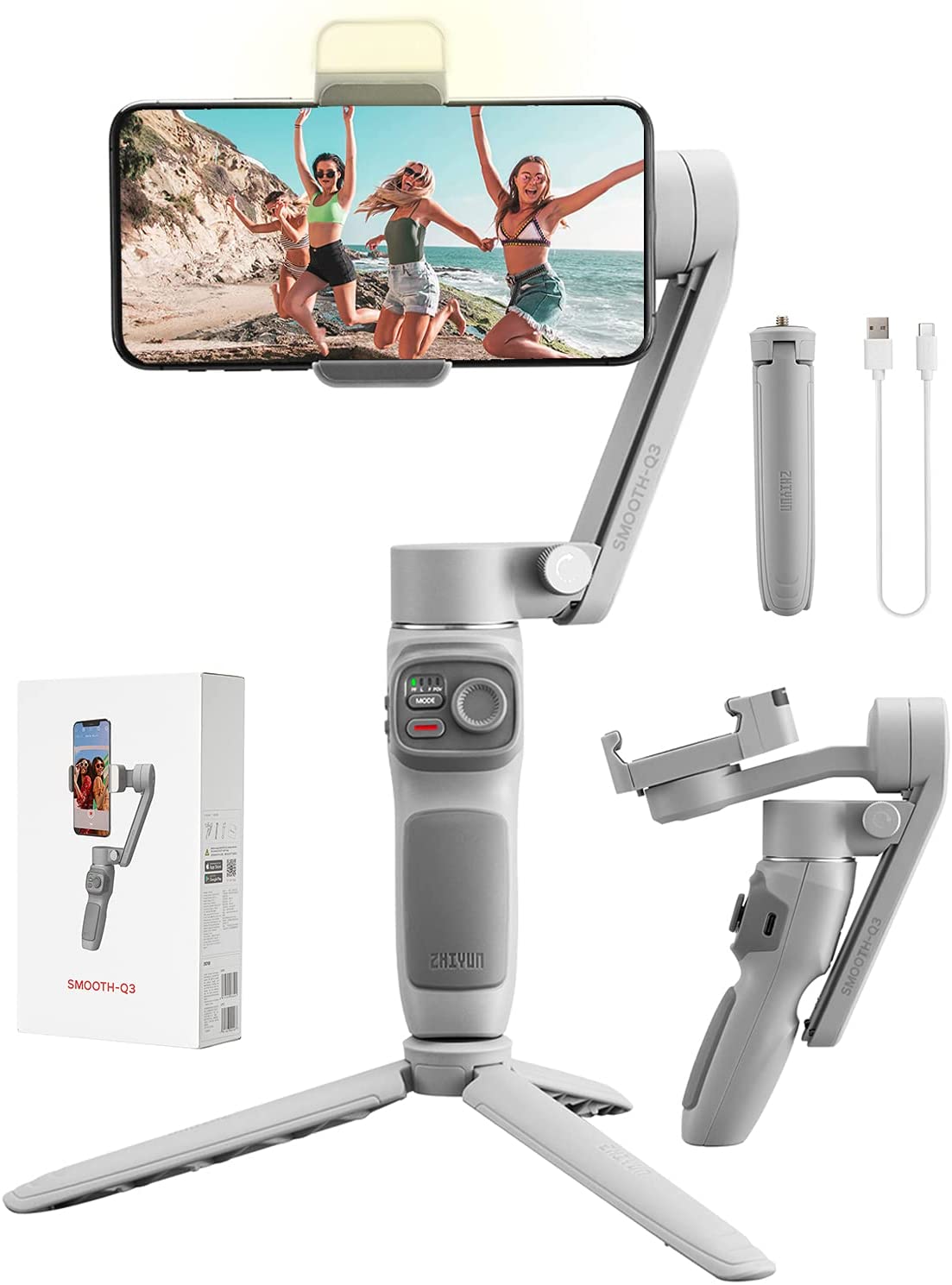 ZHIYUN SMOOTH Q3, Tay Cầm Chống Rung 3 Trục Cho Điện Thoại, Tải Trọng Tối Đa Lên Đến 280g - Hàng Chính Hãng