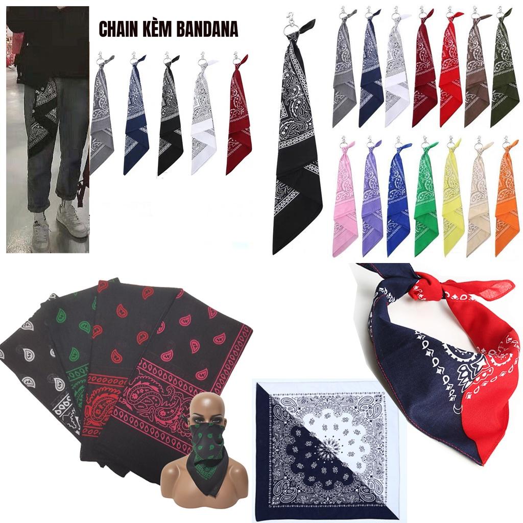 Khăn bandana tặng Móc Chain khuyên tròn cá tính (theo lựa chọn) (54x54cm)