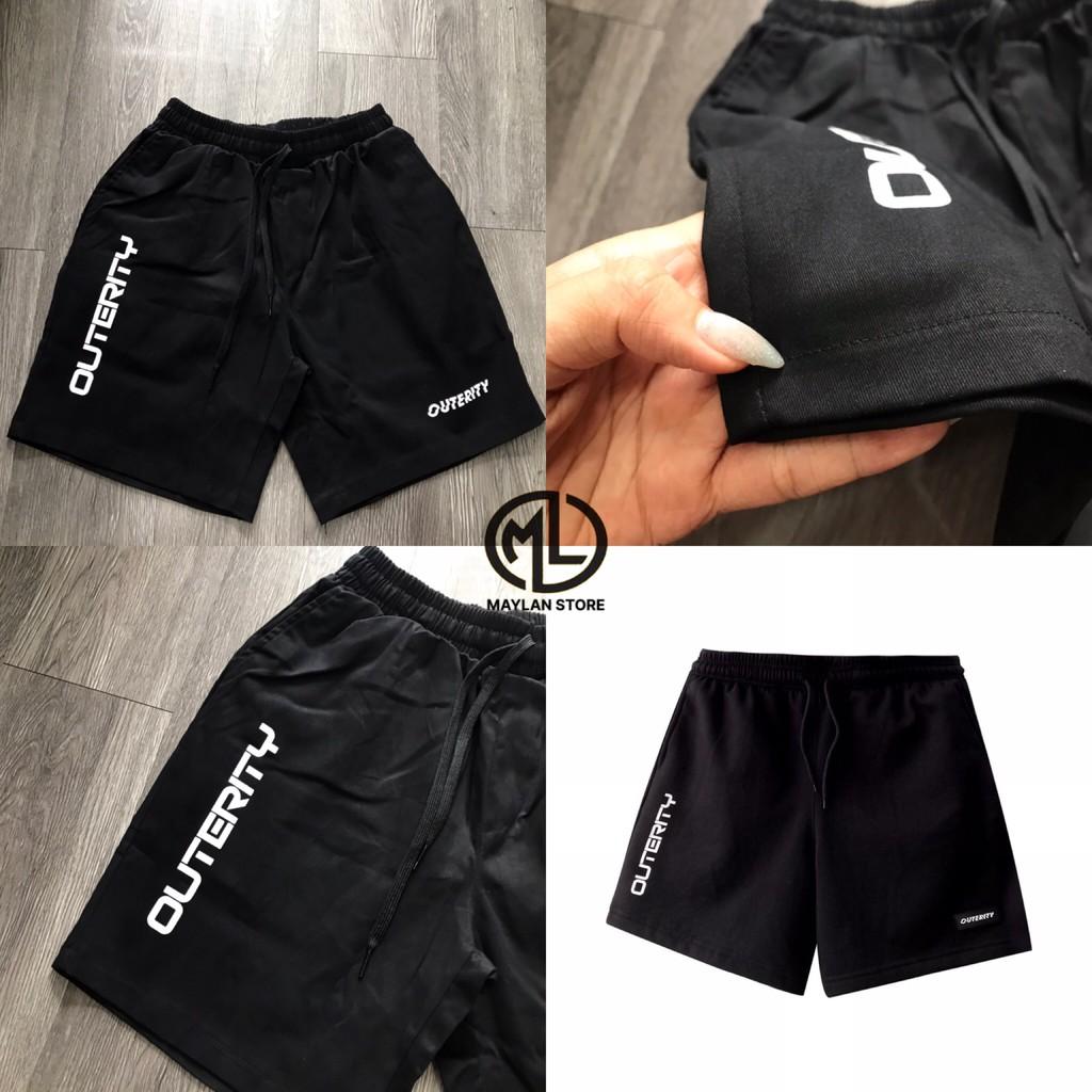 Quần Short Nam Kaki in chữ - vải kaki phong cách unisex streetwear
