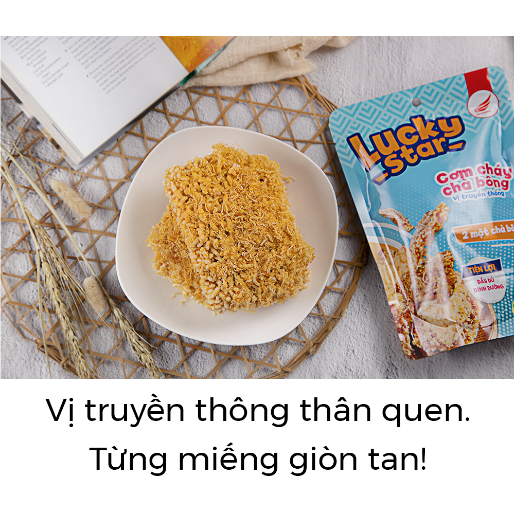 Cơm cháy chà bông truyền thống Lucky Star gói 50g đồ ăn vặt dinh dưỡng Việt Nam đậm vị thơm ngon đảm bảo ATTP