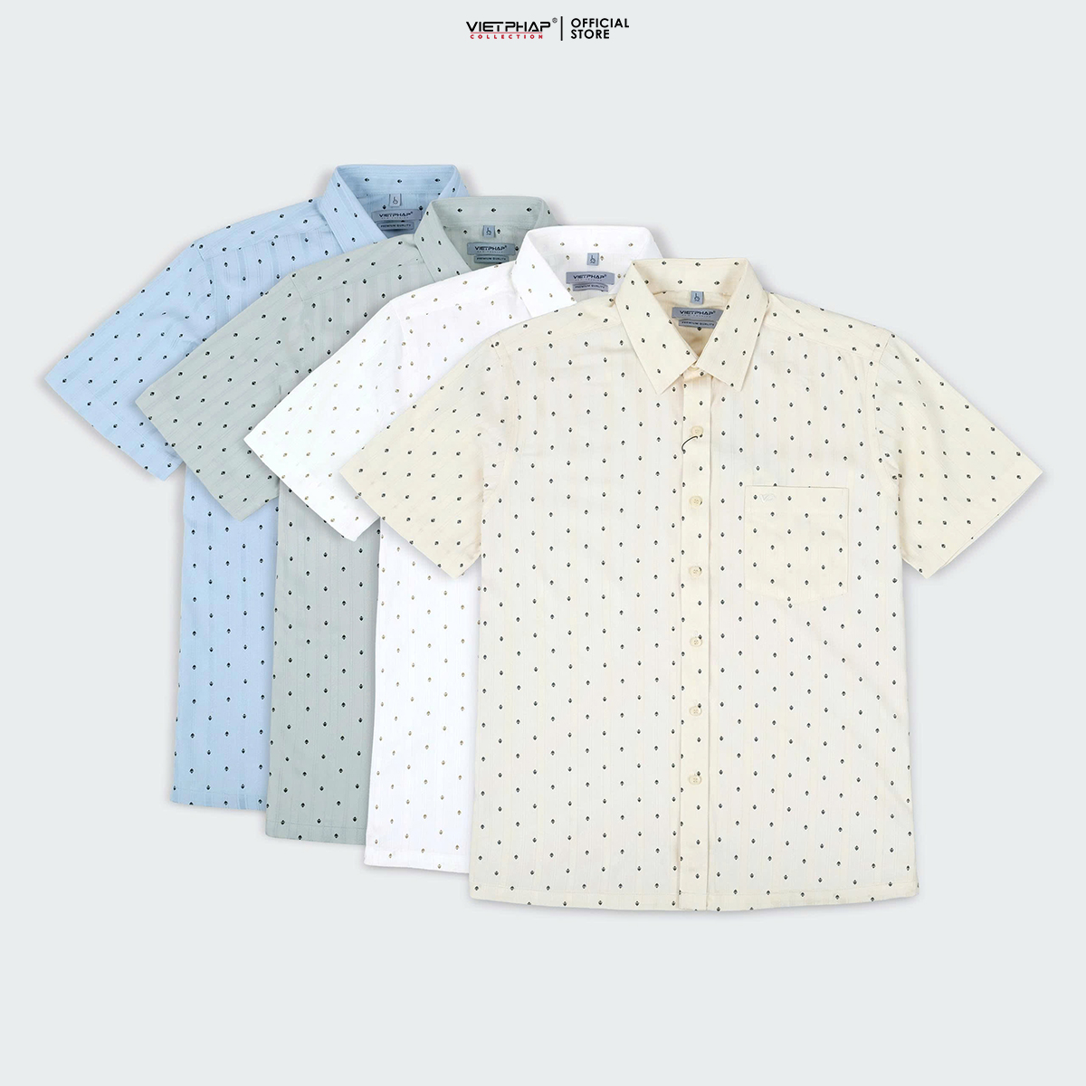 Áo Sơ Mi Nam Ngắn Tay VIỆT PHÁP Form Luxury Chất Cotton Lụa sang trọng 9509