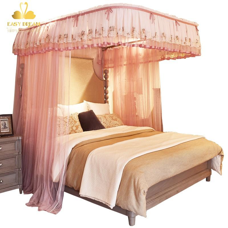 Màn khung kéo rèm lùa tay  không khoan tường EASY DREAM chống muỗi côn trùng trang trí decor phòng ngủ khách sạn tiện gọn -Mùng ngủ hiện đại kiểu dáng công chúa