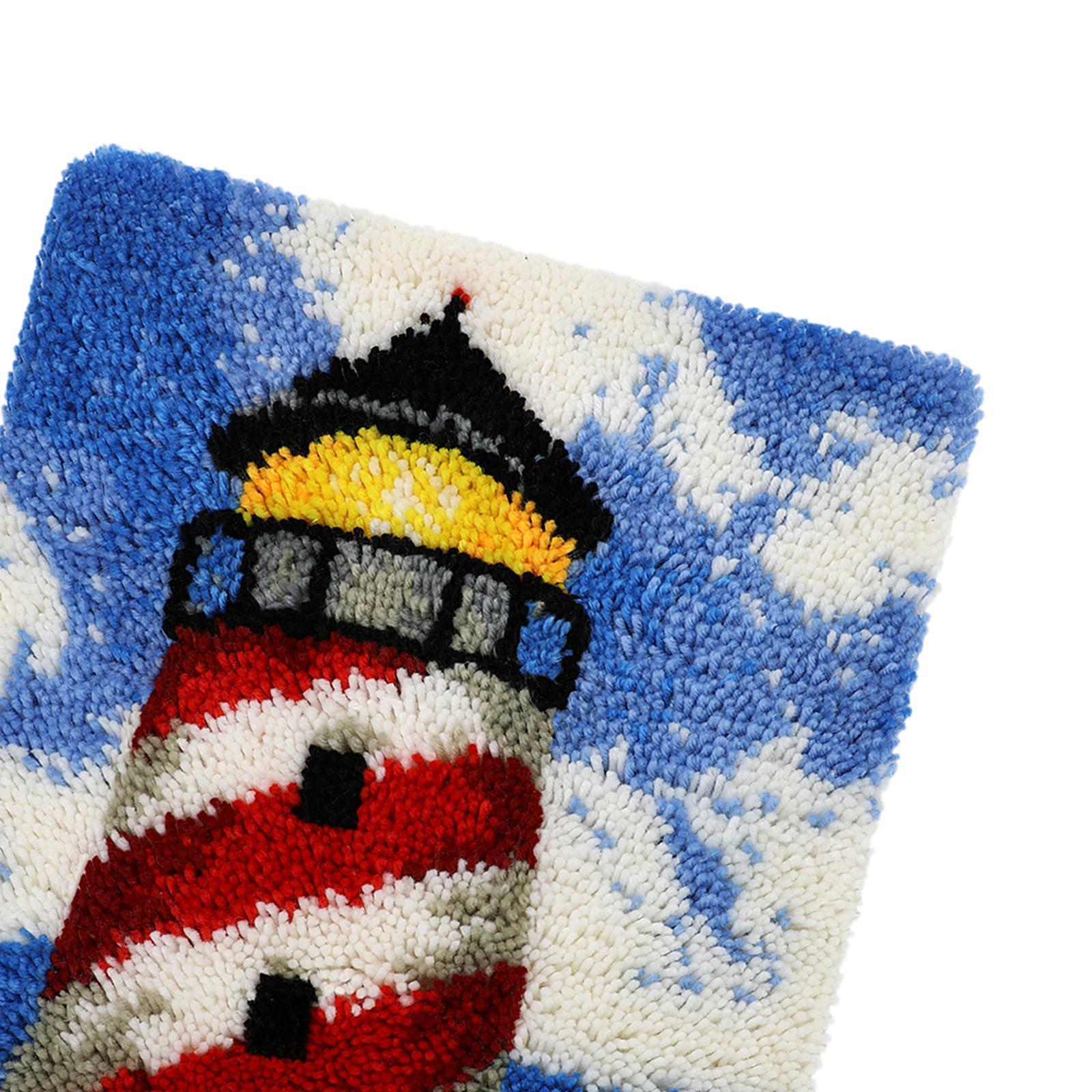 DIY Latch Hook Craft Kit Embroidery Carpet Set Cross Stitch Kit Color Pattern Needlework for Home Decoration Beginners Adults Kids Gift