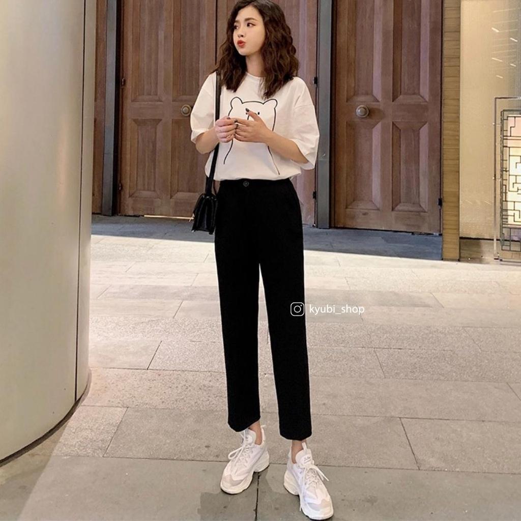 Quần tây baggy nữ Ulzzang Kyubi cạp cao học sinh công sở - Quần pant âu phục đi học đi làm KYUBI JR29