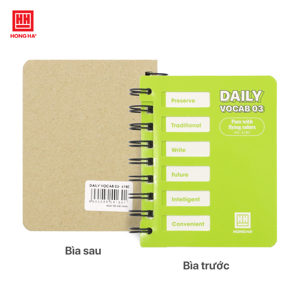 Sổ tay lò xo ghi chép học từ vựng Daily Vocab 03 Hồng Hà 200 trang - 4180