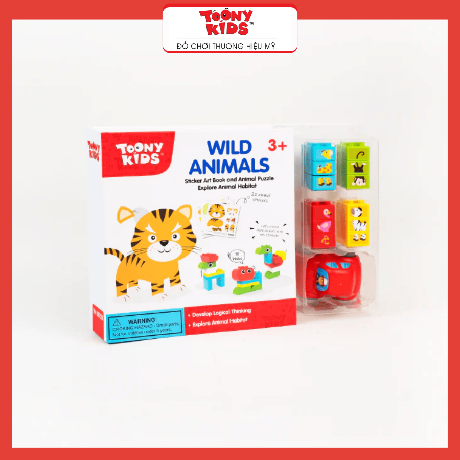 Đồ Chơi Combo Sách Bóc Dán Và Lắp Ráp Động Vật TOONYKIDS - Đồ Chơi Thông Minh Cho Bé - Wild Animal TN00722