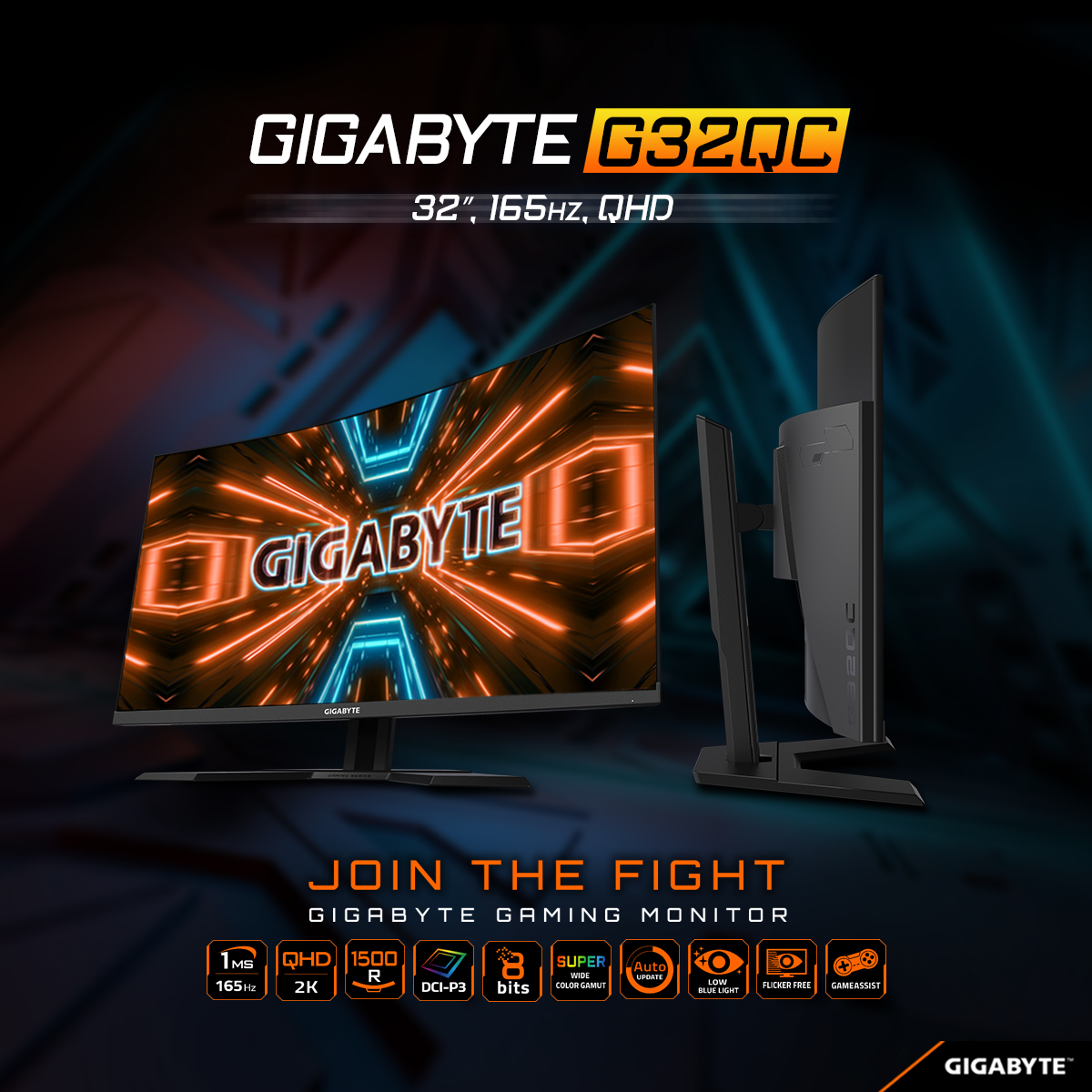 Màn Hình Cong 1500R Gigabyte G32QC QHD 1ms 165Hz VA VESA Display HDR400 - Hàng Chính Hãng