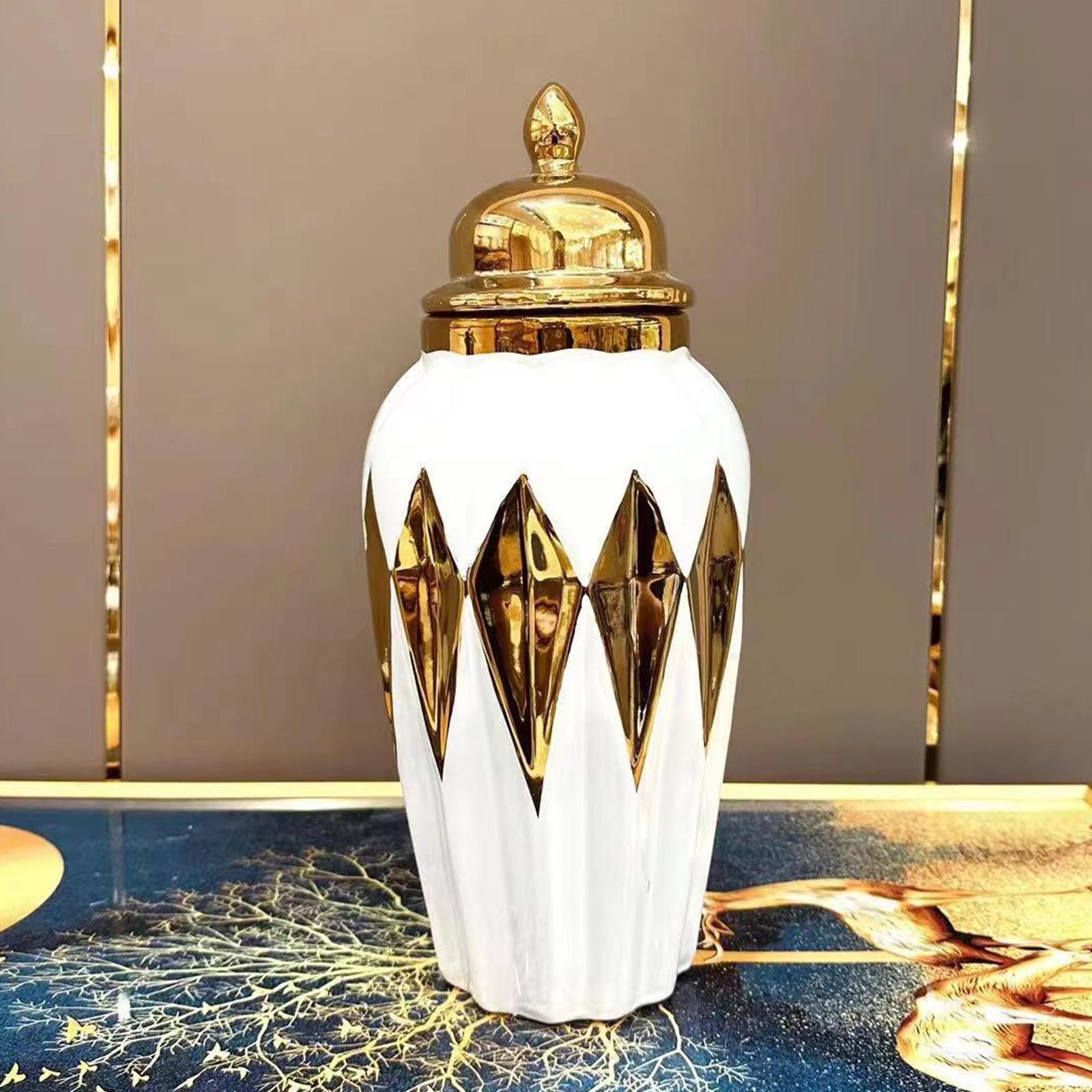 Jar Vase Ginger Jar with Lid Collectible Floral Arrangement Porcelain Desk Flower Vase Storage Jars for Valentine Kitchen Hallway Entry Cafe