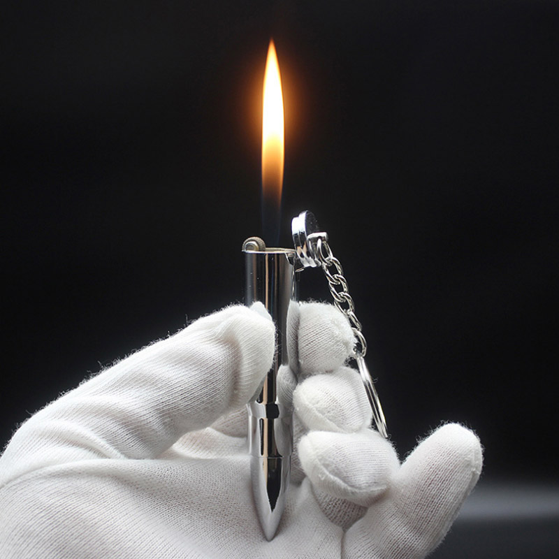 Hột quẹt bật lửa gas đá móc khóa mô hình viên kim loại nguyên khối - xài gas