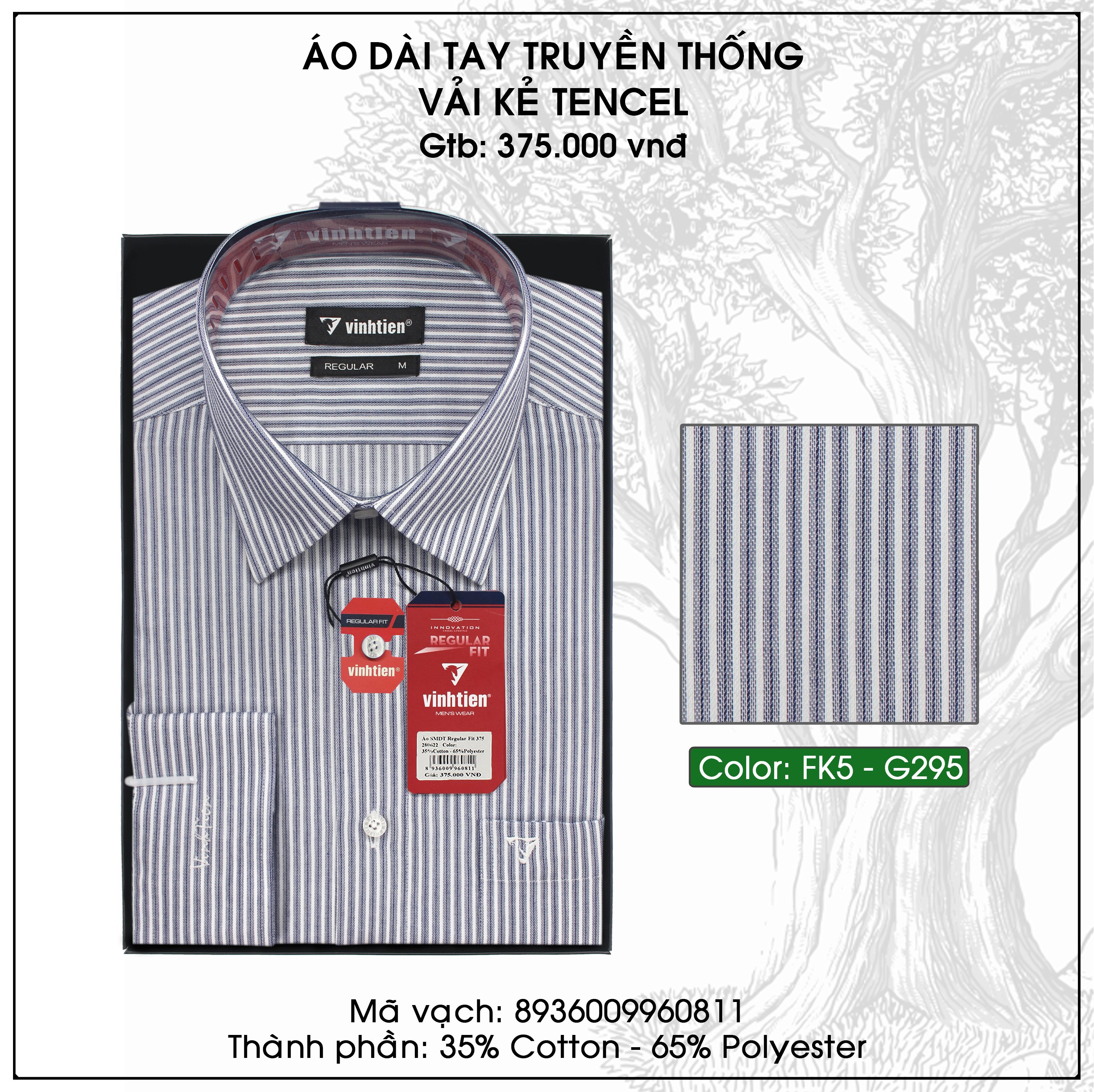 Áo Sơ Mi Dài Tay Caro Tencel-Spun Regular Fit 375 Vĩnh Tiến