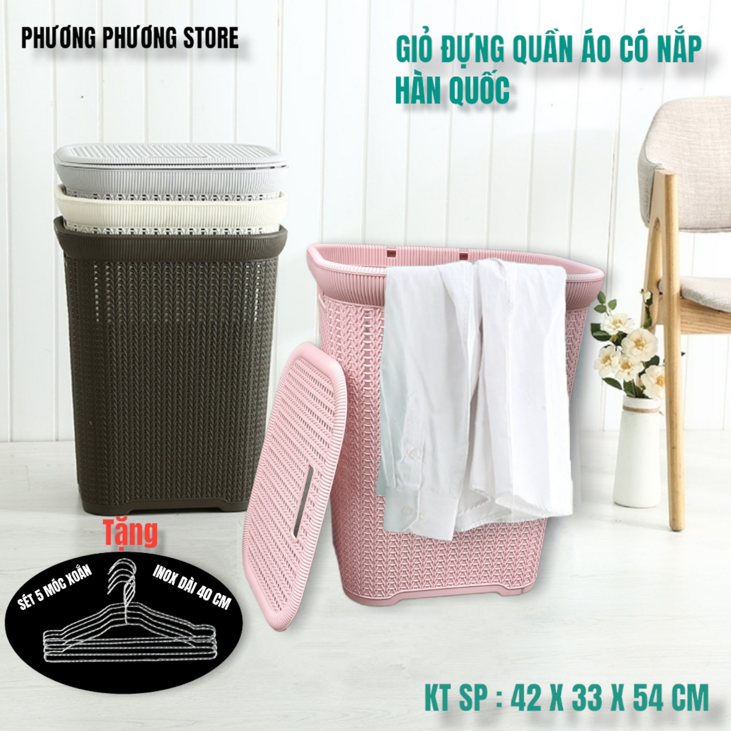 Giỏ đựng đồ quần áo có nắp Hàn Quốc