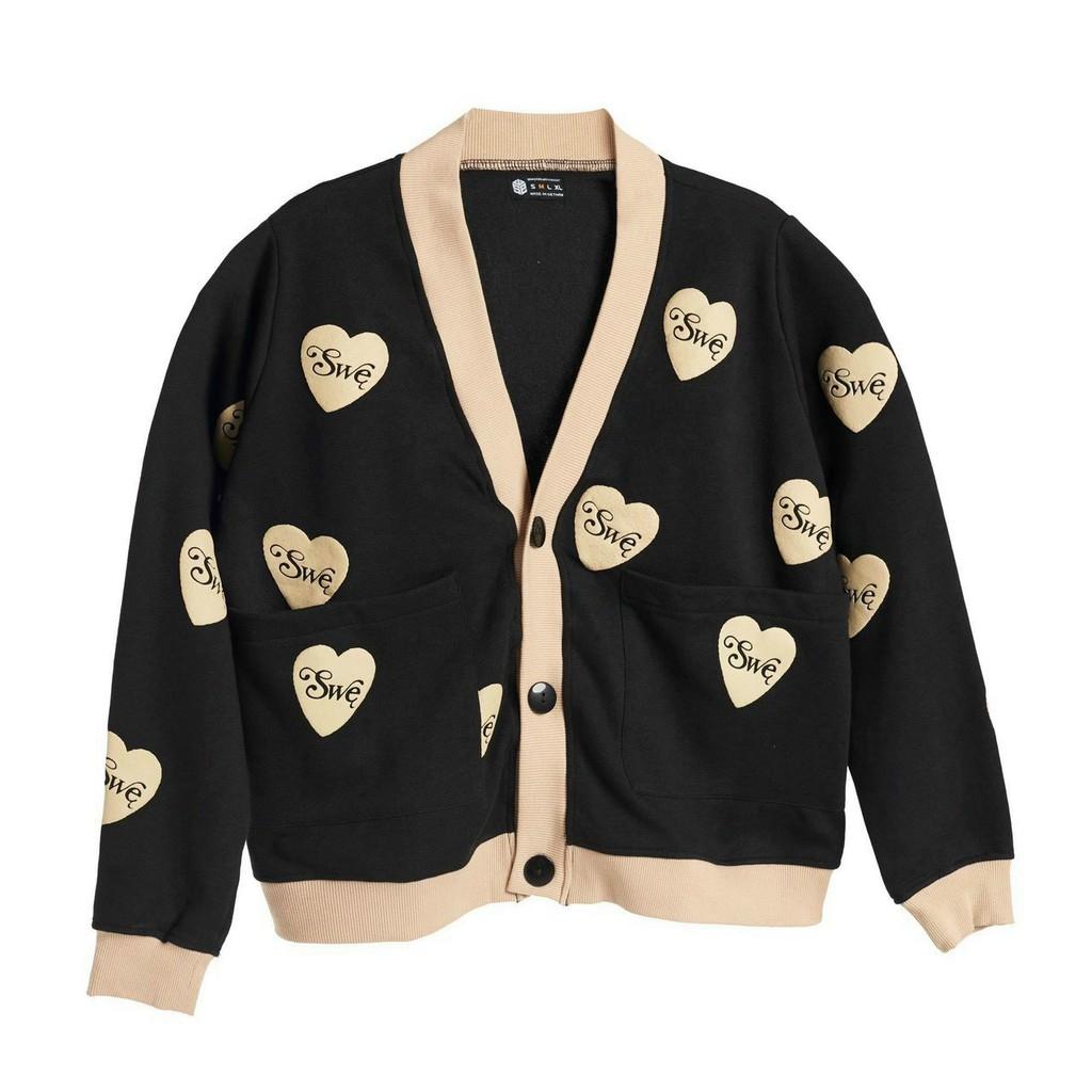 Áo hoodie, áo khoác Cadigan Kiểu Dáng Hàn Quốc Trái Tim Chất Nỉ Ngoại Siêu Hot
