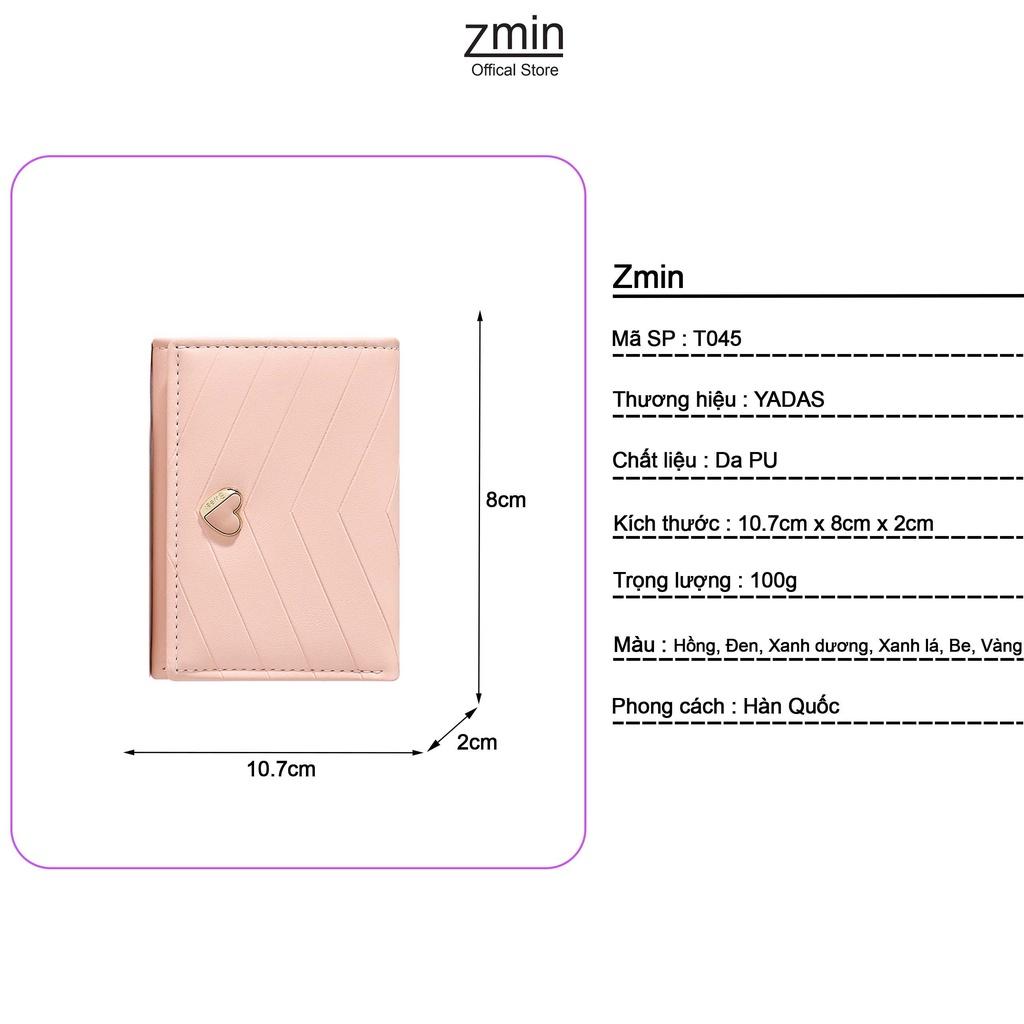 Ví bóp nữ ngắn mini cầm tay Zmin, chất liệu da cao cấp có thể bỏ túi - V045