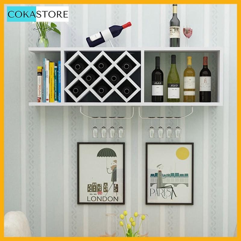 Kệ Rượu Trang Trí Treo Tường Sang Trọng - Kèm 02 Giá Ly Inox - SIB DECOR