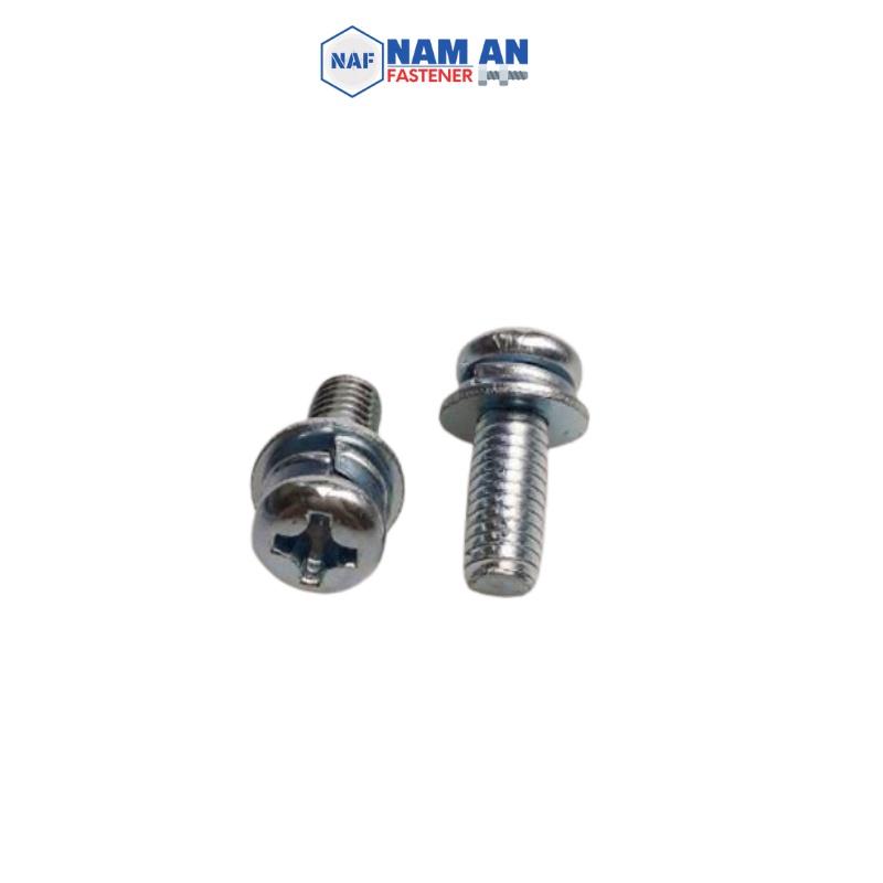 100 con Vít lồng phẳng vênh Inox 304 M5x10, M5x12 mm, ốc vít inox, vít liền phẳng vênh Inox 304