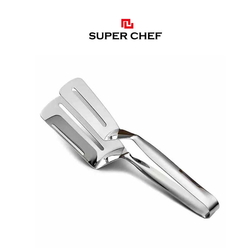 Kẹp Gắp Thức Ăn Inox 304  Cao Cấp Cán Dài Super Chef Sáng Bóng, Tiện Lợi Hỗ Trợ  Chiên, Nướng, Luộc,.. và Siêu Bền Bỉ ( 24* 7.5 * 10.5cm)