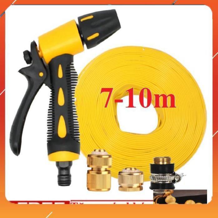 ️Evoucher Bộ dây vòi xịt nước rửa xe, tưới cây , tăng áp 3 lần, loại 7m, 10m 206319 đầu đồng, cút đồng,+ móc khoá