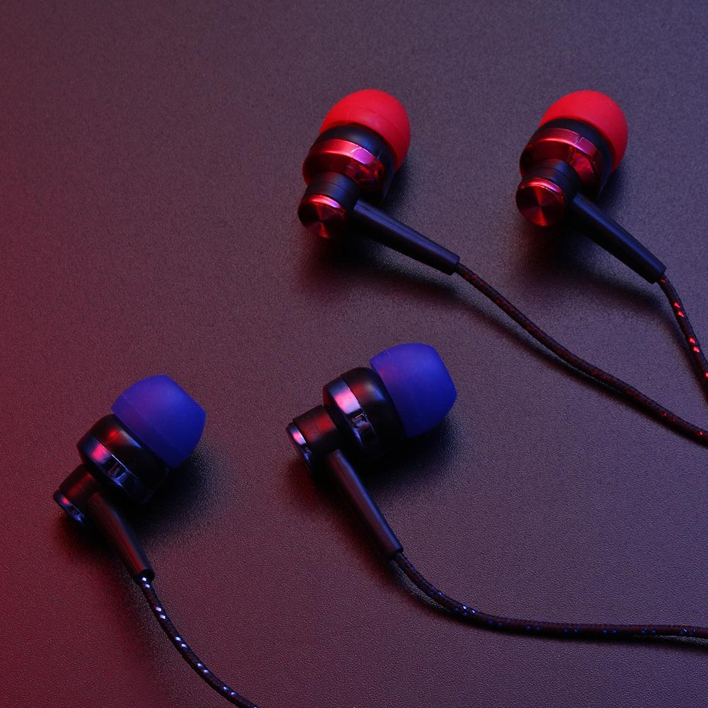 Tai nghe có dây chất lượng cao Thương hiệu mới Âm thanh nổi trong tai Cáp dệt kim loại 3,5 mm Tai nghe Tai nghe dành cho máy tính xách tay Quà tặng điện thoại thông minh Headpho Màu sắc: đỏ-B